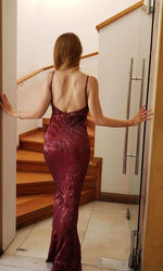 VESTIDO LARGO L5029 GRANATE