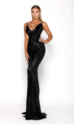 VESTIDO LARGO L5029 NEGRO