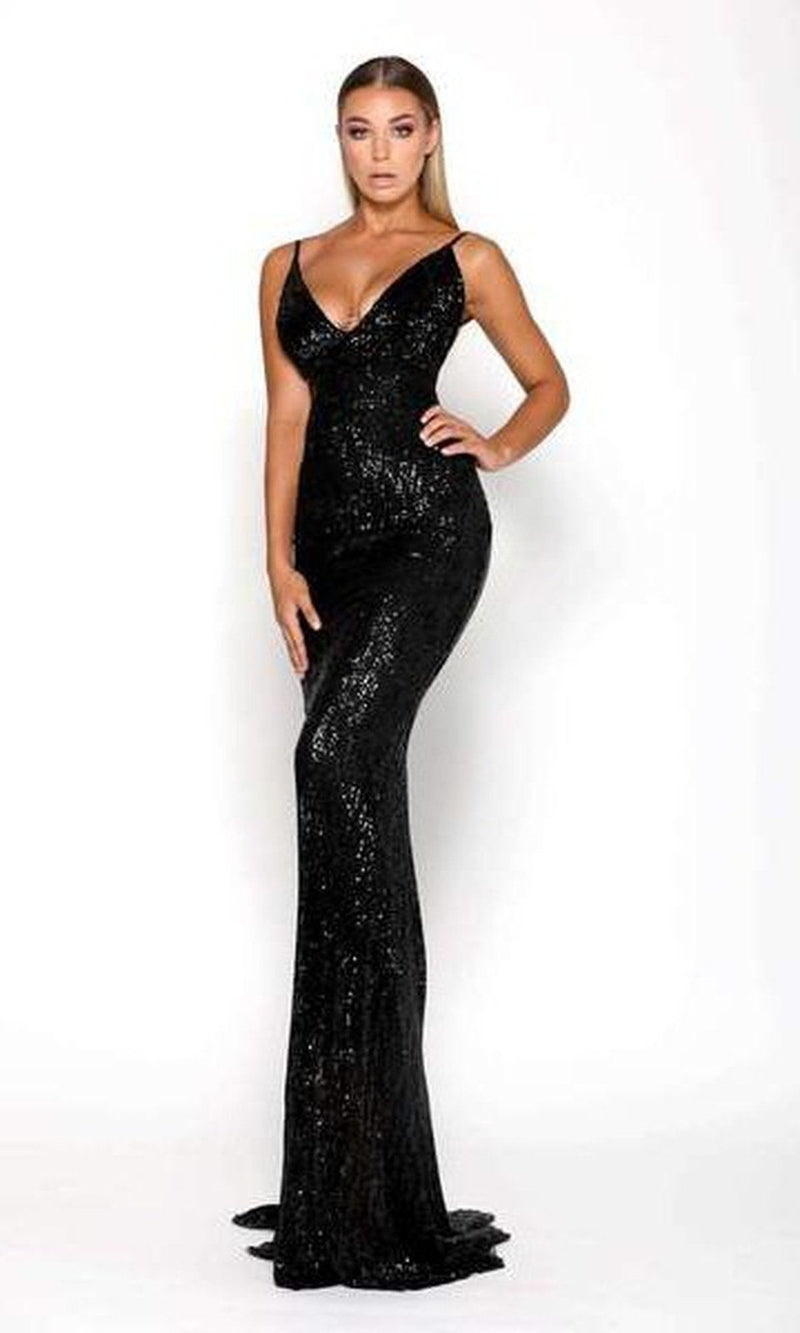 VESTIDO LARGO L5029 NEGRO