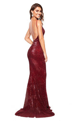VESTIDO LARGO L5029 GRANATE