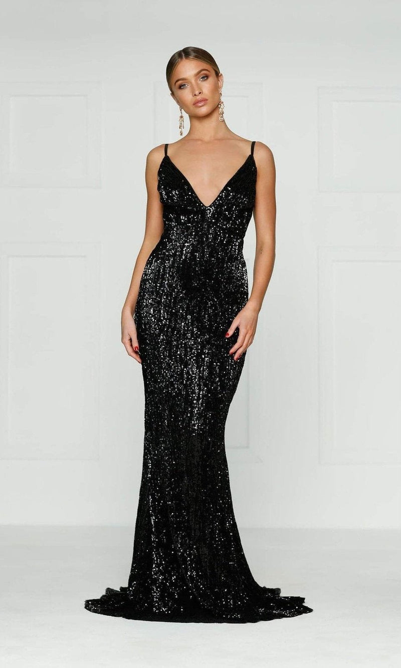 VESTIDO LARGO L5029 NEGRO