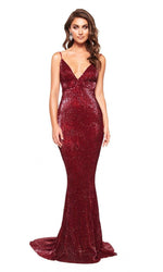 VESTIDO LARGO L5029 GRANATE