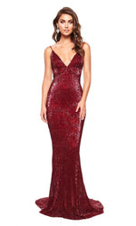 VESTIDO LARGO L5029 GRANATE