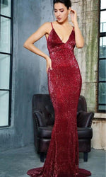 VESTIDO LARGO L5029 GRANATE