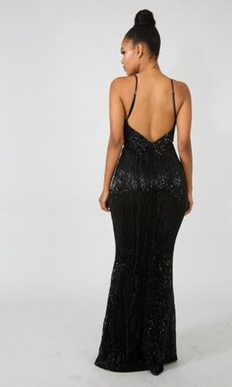 VESTIDO LARGO L5029 NEGRO