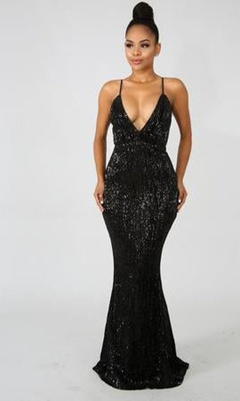 VESTIDO LARGO L5029 NEGRO
