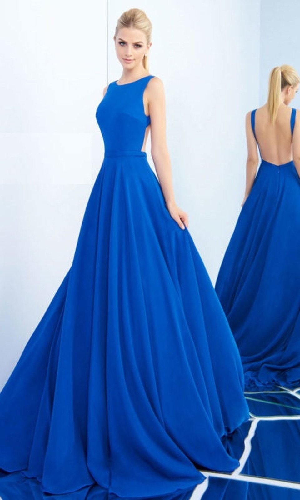 VESTIDO LARGO L55192 AZUL