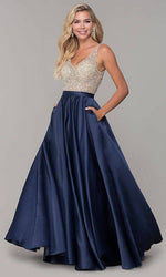 VESTIDO LARGO L772 AZUL