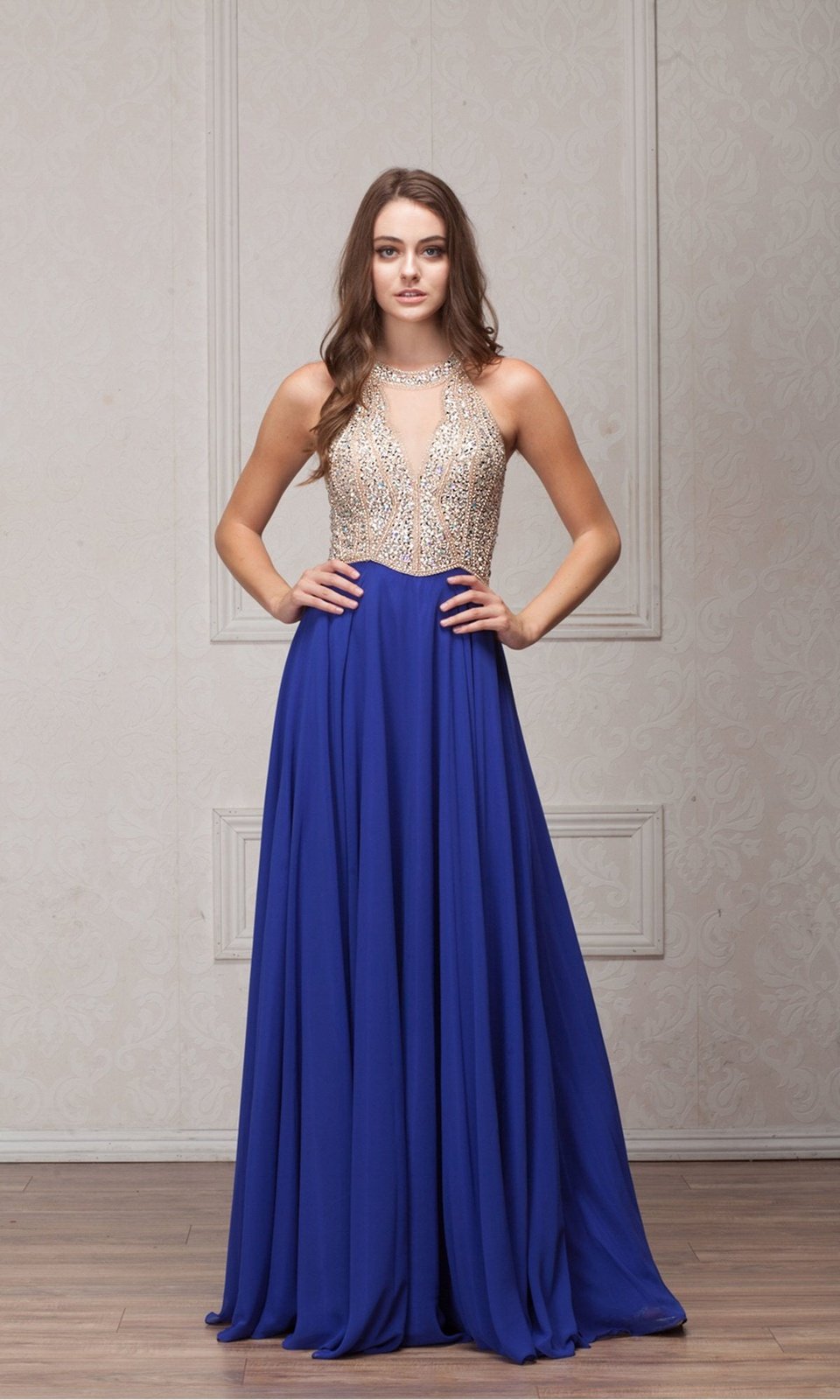 VESTIDO LARGO L773 AZUL