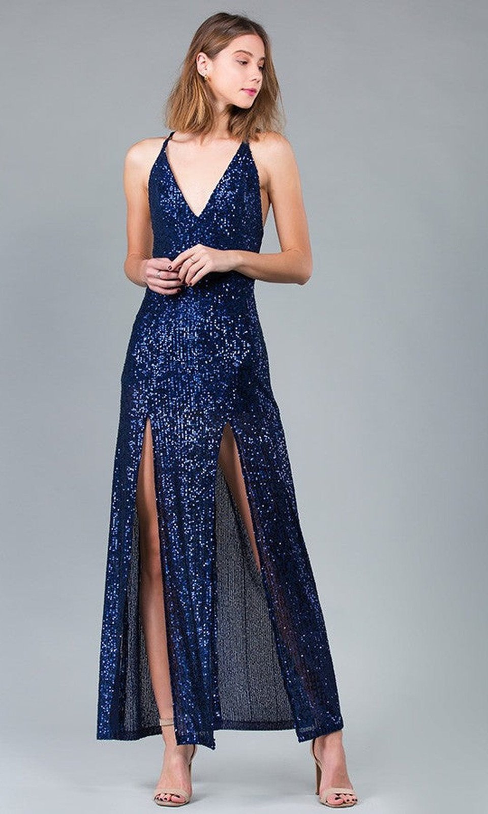 VESTIDO DE FIESTA LARGO L9919 AZUL