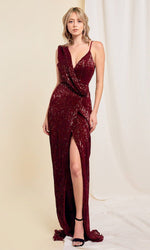 VESTIDO DE FIESTA LARGO L2268 BURDEO