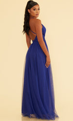 VESTIDO DE FIESTA LARGO L3449 AZUL REY
