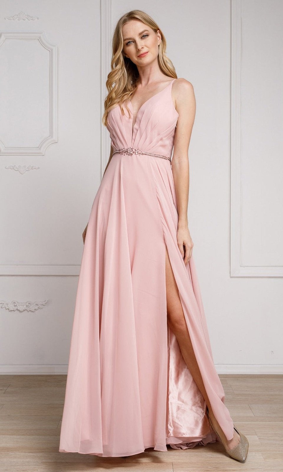 VESTIDO LARGO L026 ROSADO