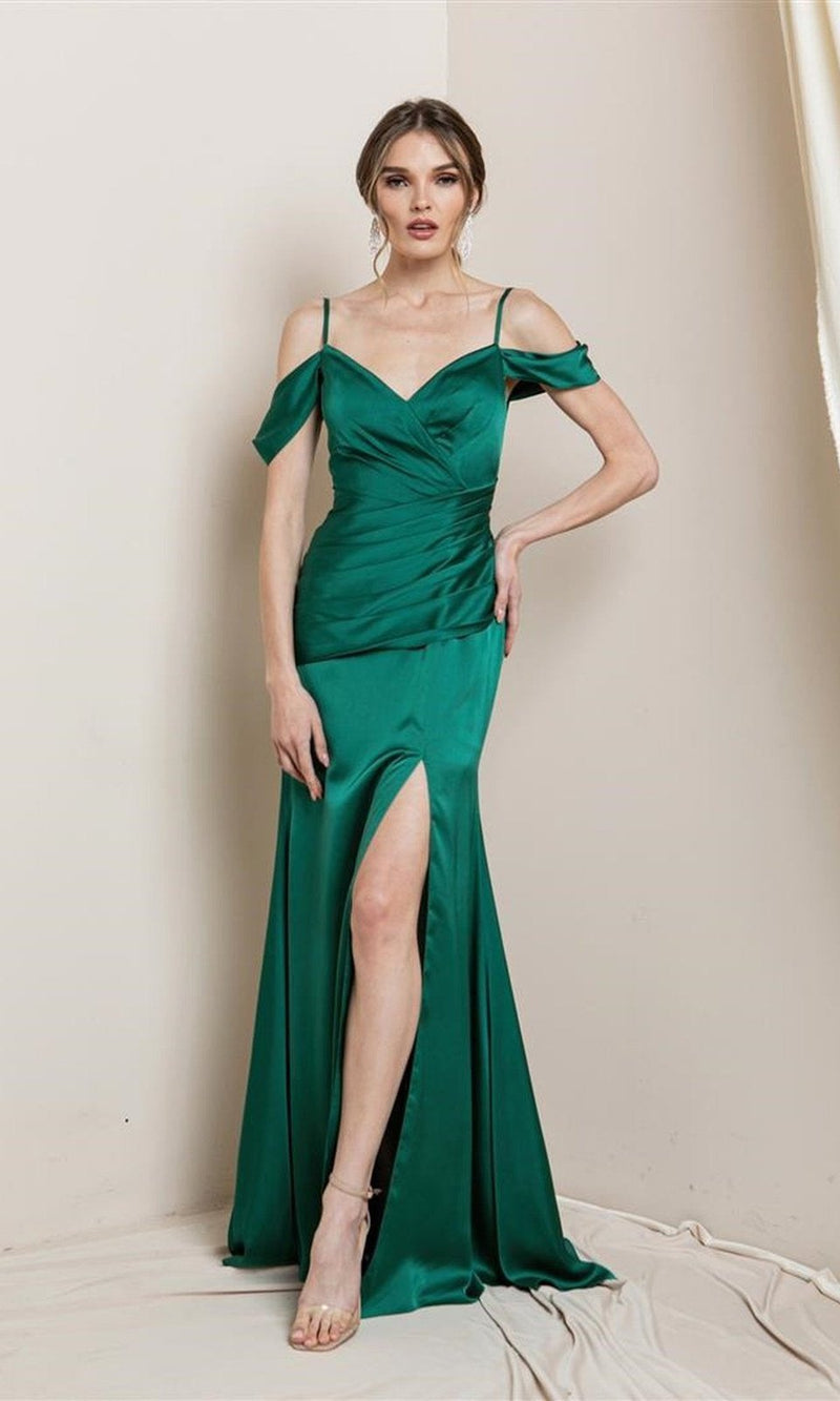 VESTIDO LARGO L19715 VERDE ESMERALDA
