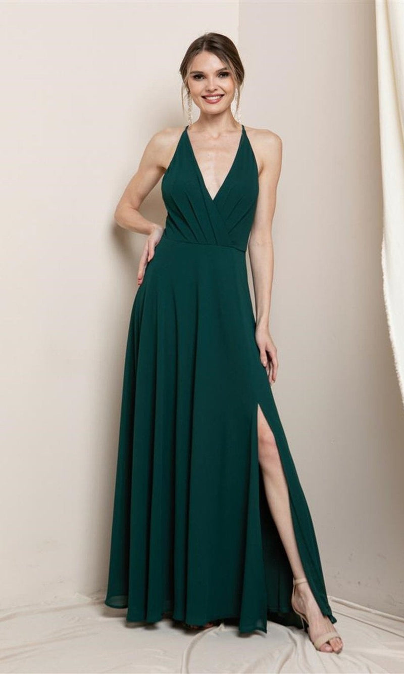 VESTIDO LARGO L19495 VERDE ESMERALDA