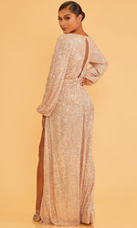 VESTIDO DE FIESTA LARGO L6948 ROSE GOLD