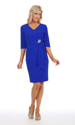 VESTIDO MEDIO PLUS SIZE M6412 AZUL MARINO