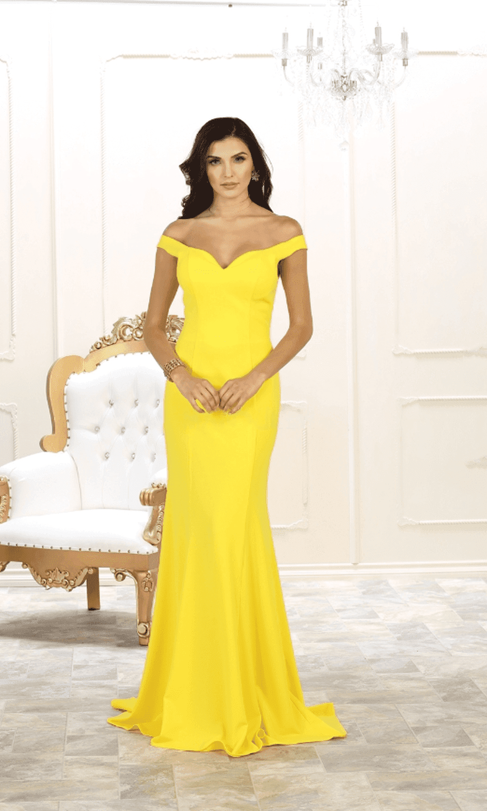 VESTIDO LARGO L1489 AMARILLO