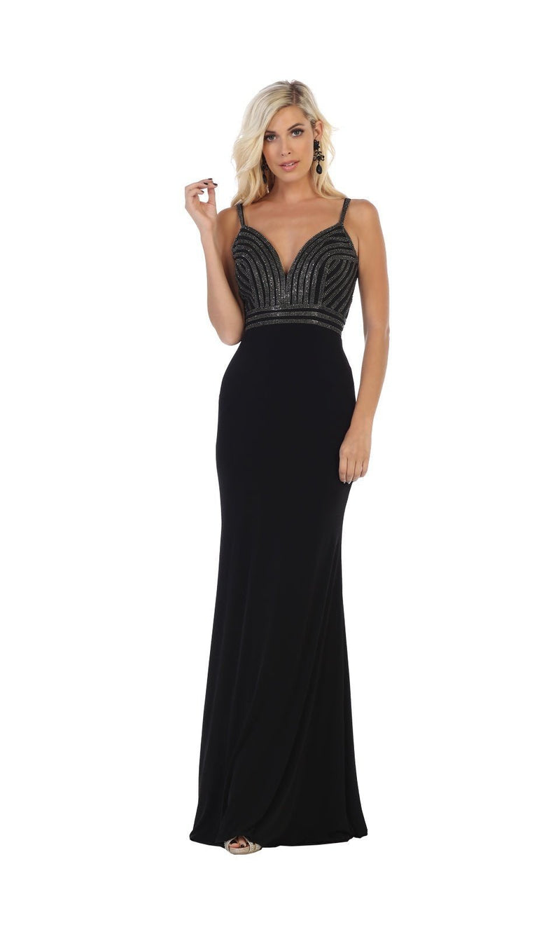 VESTIDO LARGO L1587 NEGRO