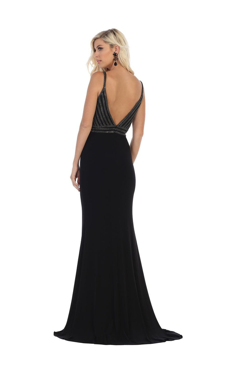 VESTIDO LARGO L1587 NEGRO