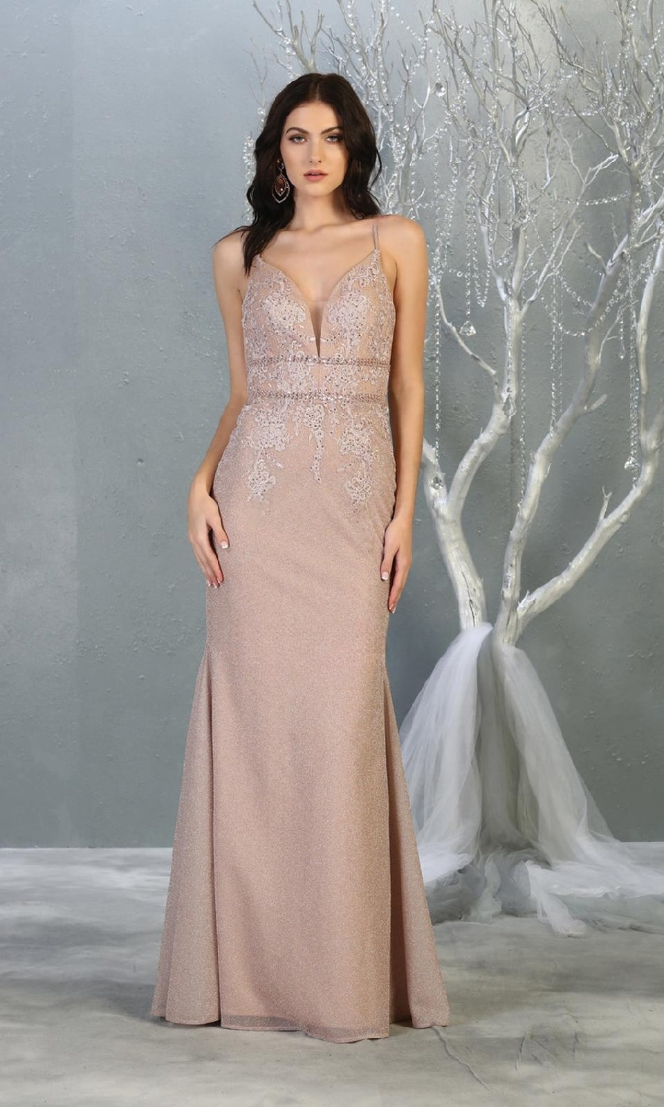 VESTIDO LARGO L1796 ROSE GOLD