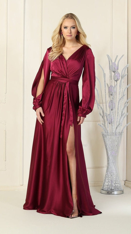 VESTIDO LARGO L1857 GRANATE