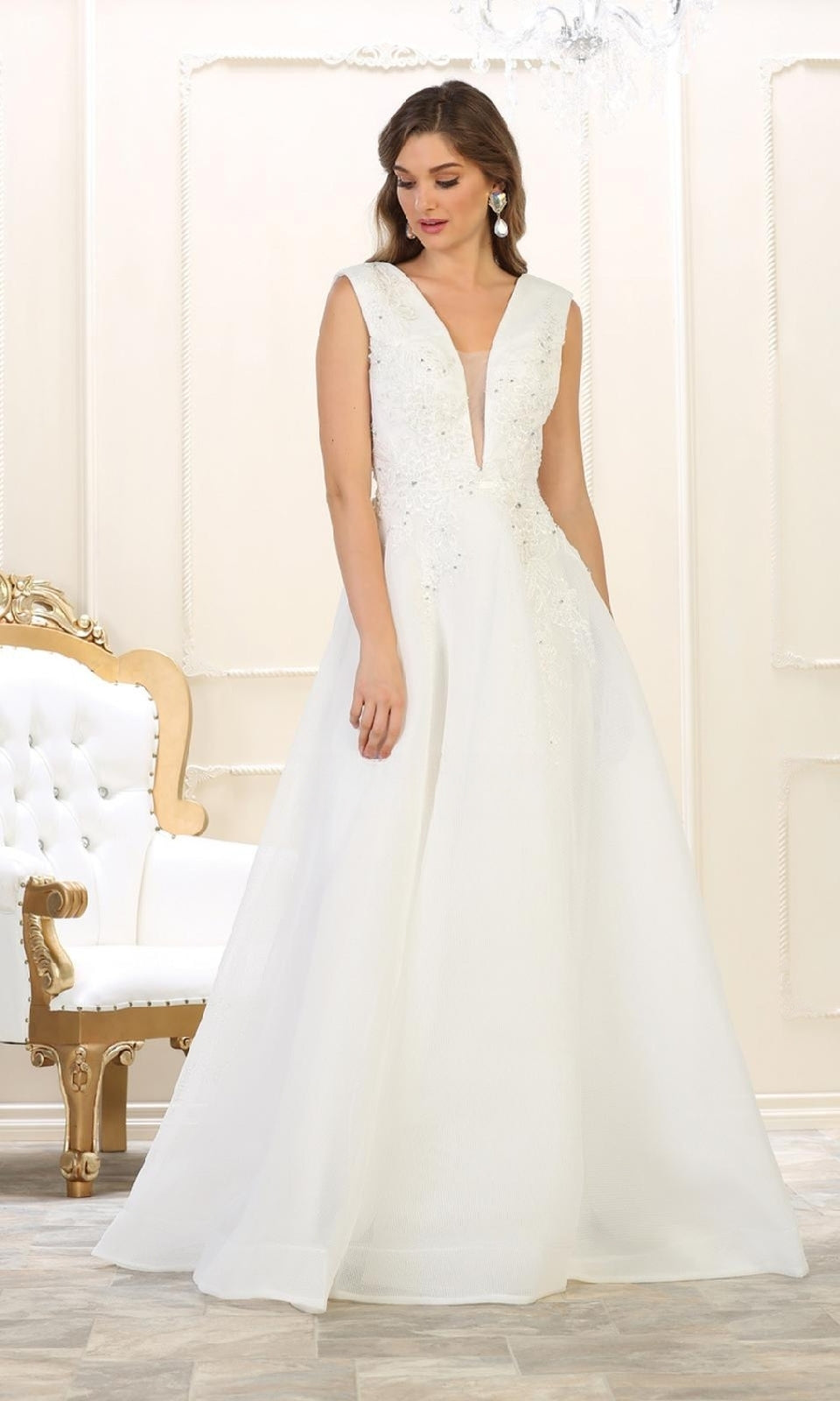 VESTIDO LARGO L7606 BLANCO