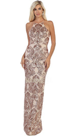 VESTIDO LARGO L7667 CHAMPAGNE