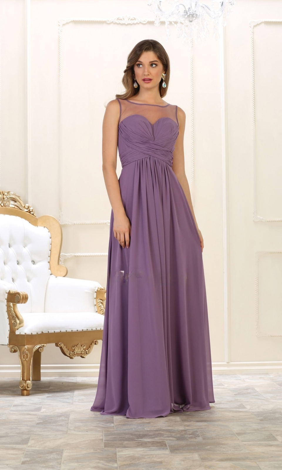 VESTIDO LARGO L1266 LILA