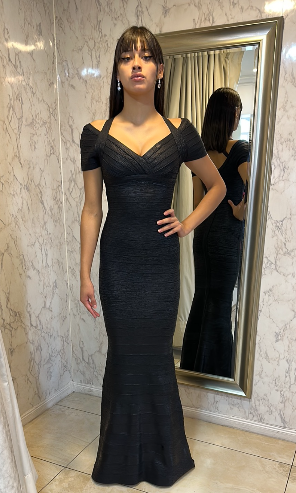 VESTIDO LARGO L1193 NEGRO