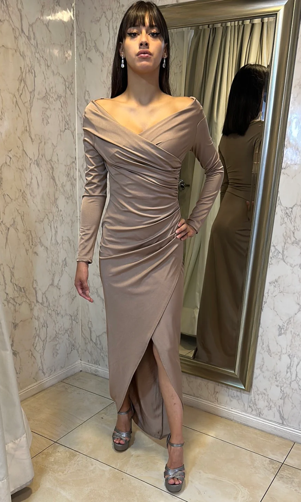 VESTIDO LARGO L8019 NUDE