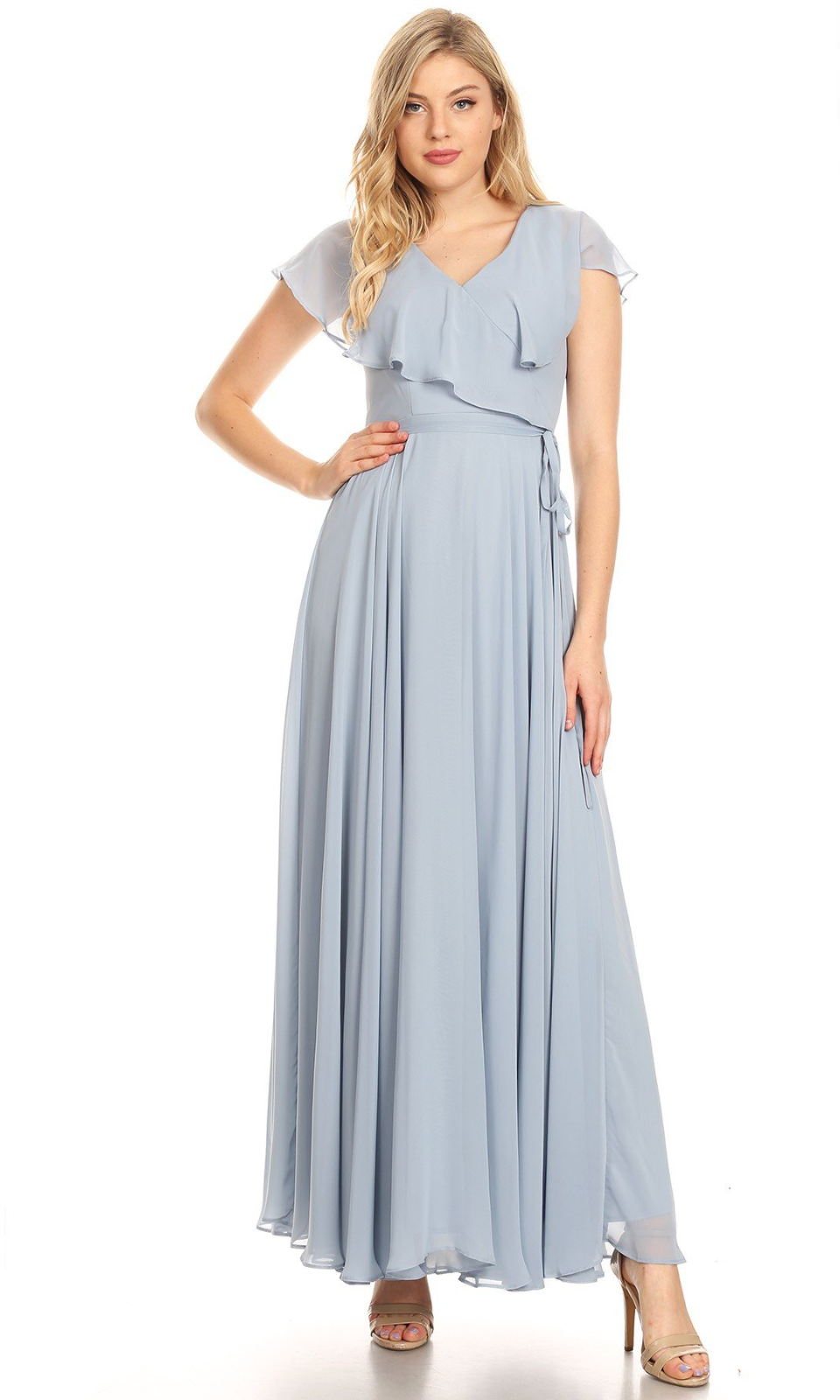 VESTIDO LARGO L1629 CELESTE