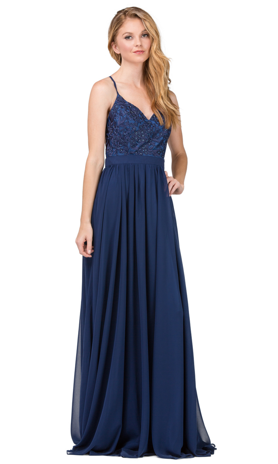 VESTIDO LARGO L9850 AZUL