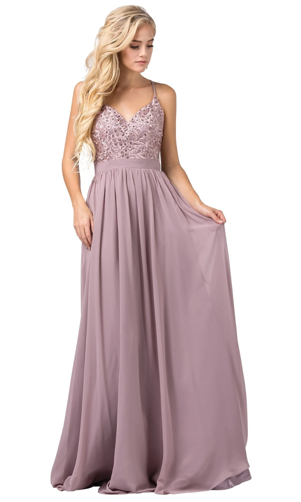 VESTIDO LARGO L2571 ROSADO