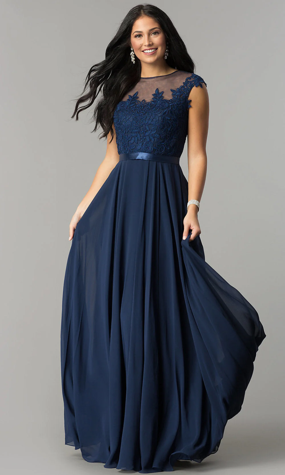 VESTIDO LARGO L2121 AZUL