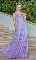 VESTIDO DE FIESTA LARGO L4238 LILA