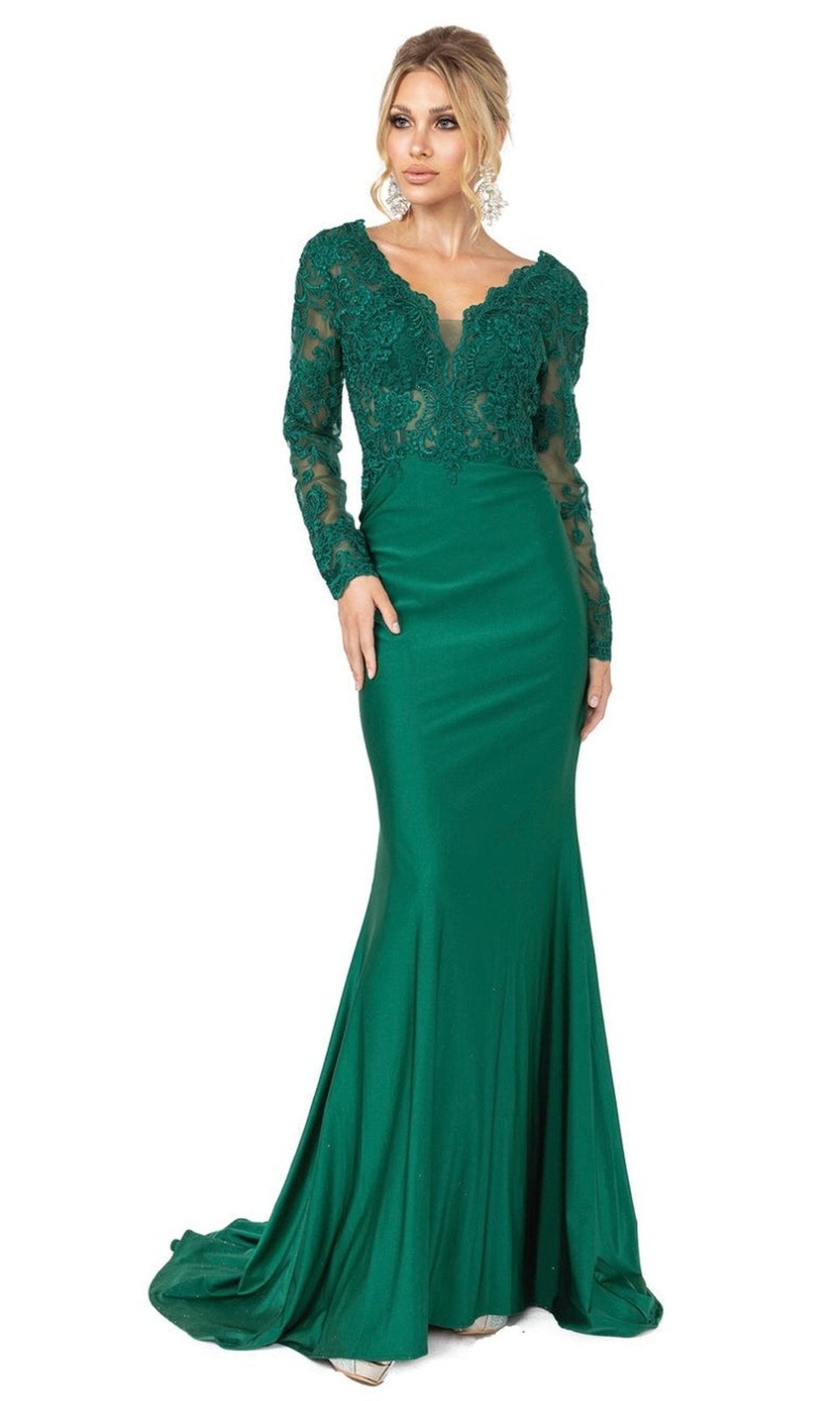 VESTIDO DE FIESTA LARGO L4124 VERDE
