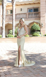 VESTIDO DE FIESTA LARGO L2922 DORADO