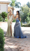 VESTIDO DE FIESTA LARGO L2922 DORADO