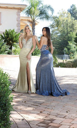 VESTIDO DE FIESTA LARGO L2922 DORADO