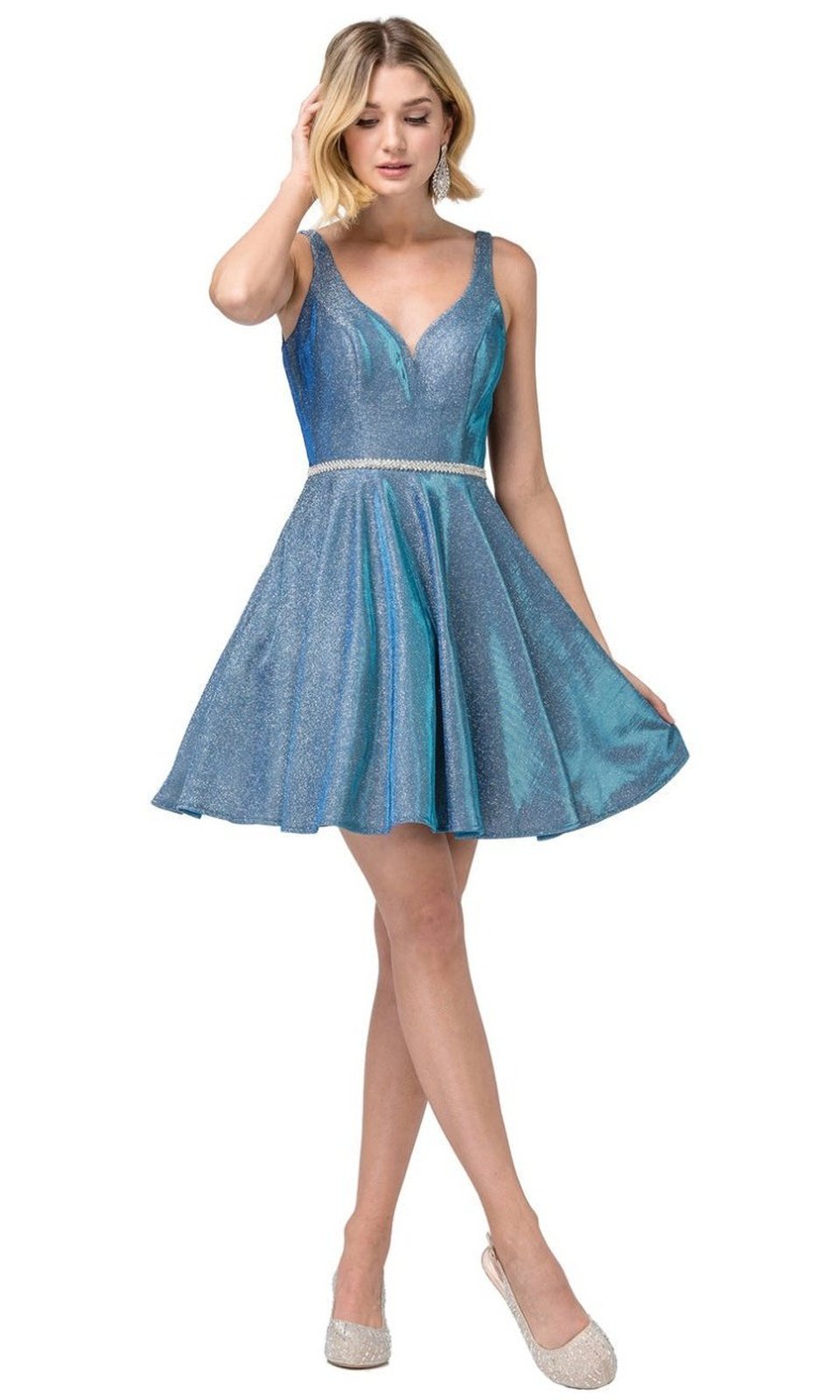 VESTIDO DE FIESTA CORTO C3142 AZUL