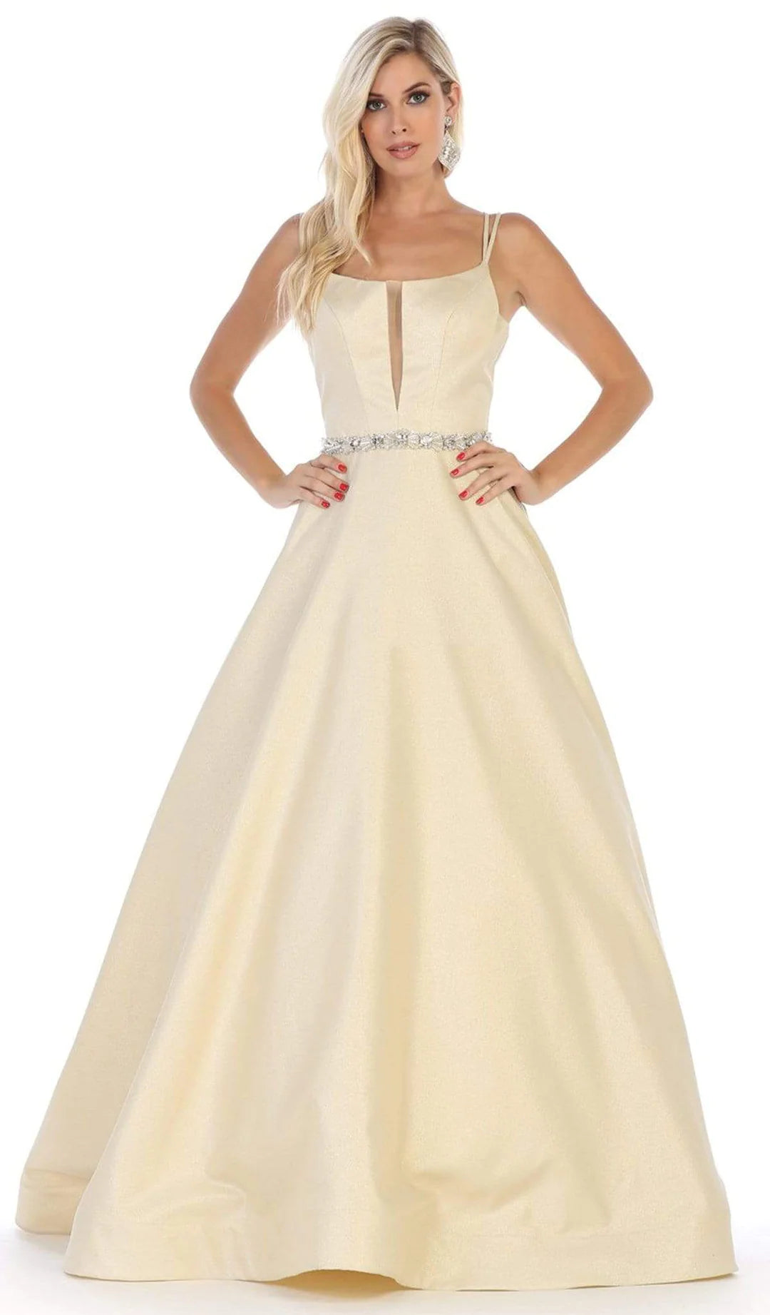 VESTIDO LARGO L7734 DORADO